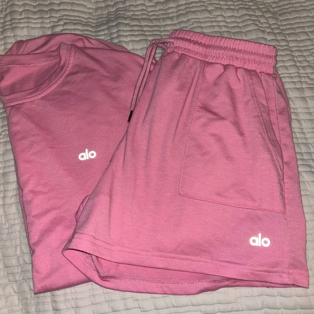 Alo Pink T-Shirt and Shorts Set